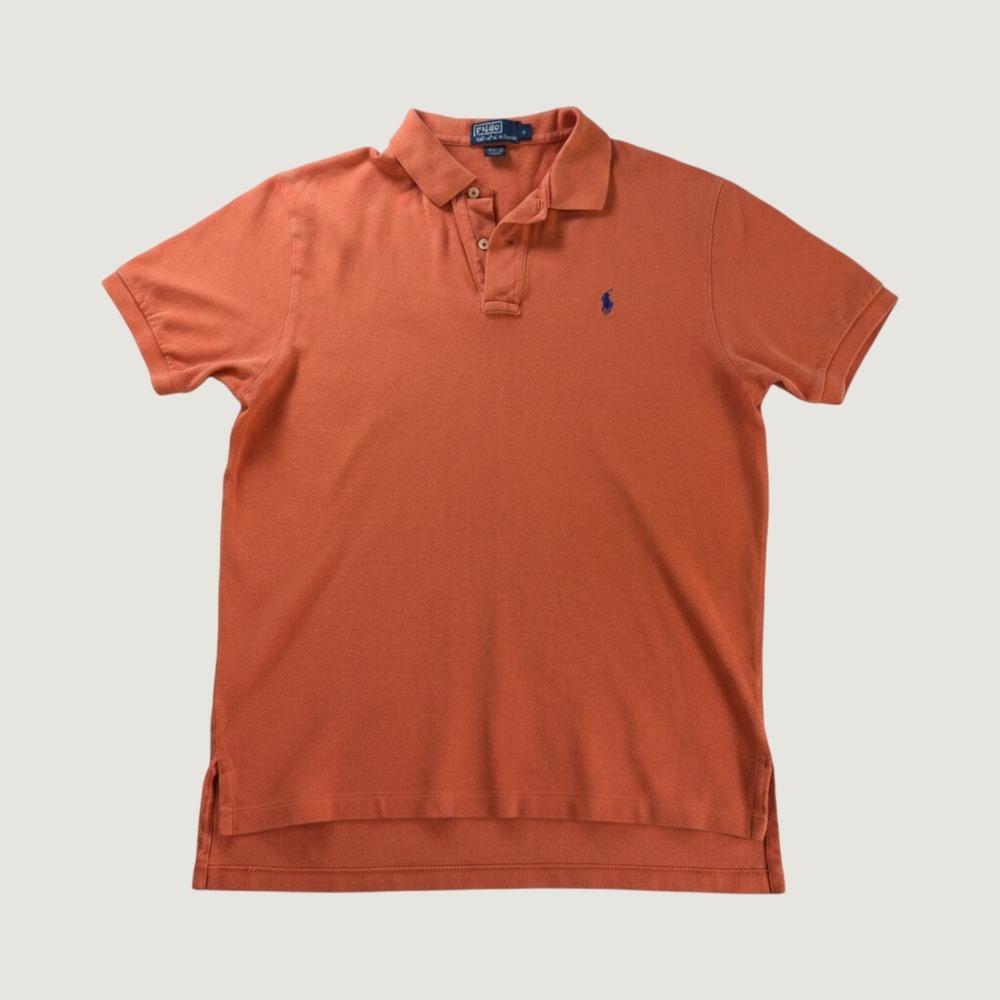Polo Ralph Lauren Mens Large Orange Short Sleeve Cotton Pique Pony Logo Polo